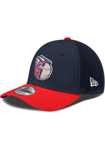 New Era Cleveland Guardians Mens Navy Blue G Logo Red Visor Neo 39THIRTY Flex Hat