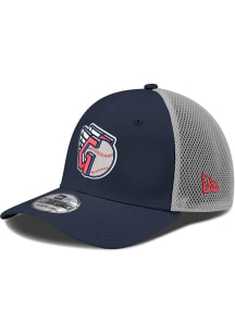 New Era Cleveland Guardians Mens Navy Blue G Logo Grey Mesh Neo 39THIRTY Flex Hat