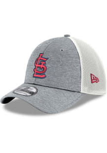 New Era St Louis Cardinals Mens Grey STL Logo Shadowtech Front Neo 39THIRTY Flex Hat