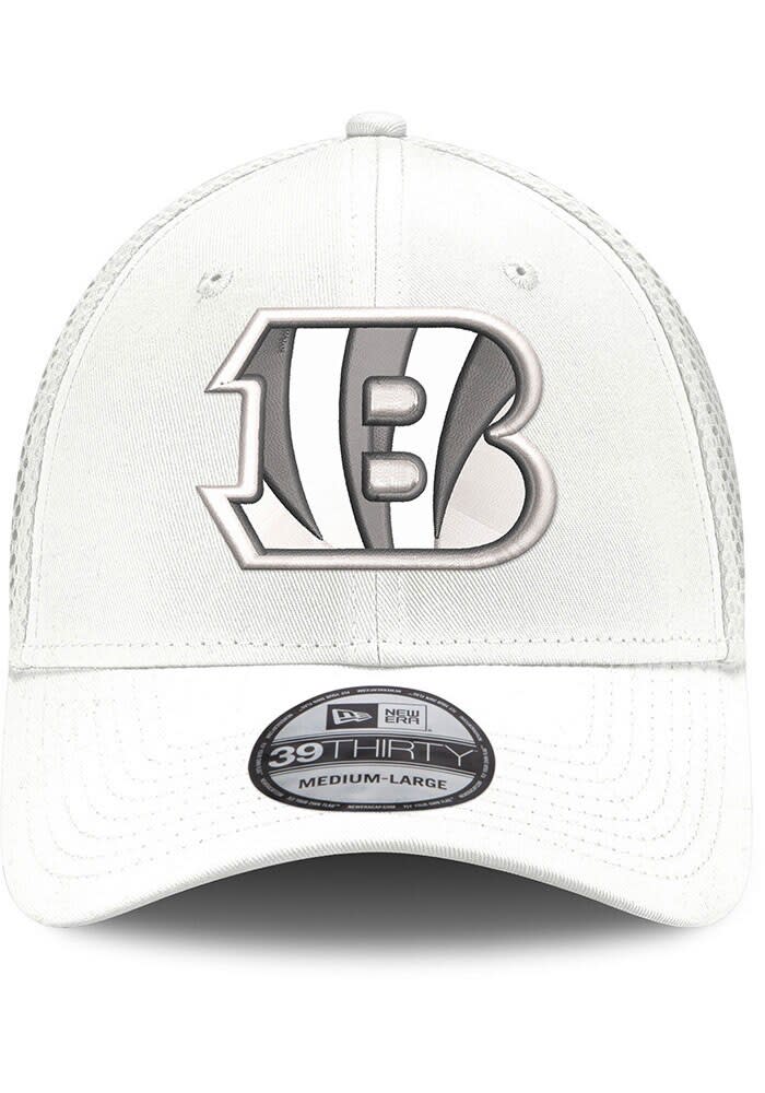 New Era Cincinnati Bengals Mens White Tonal Logo Team Classic 39THIRTY Flex Hat