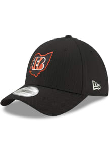 New Era Cincinnati Bengals Mens Black State Front Diamond Era 39THIRTY Flex Hat