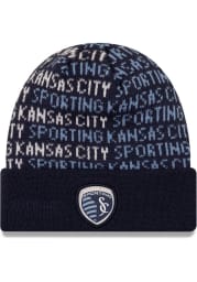 New Era Sporting Kansas City Navy Blue Chant Cuff Youth Knit Hat