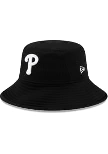 New Era Philadelphia Phillies Black White Logo Mens Bucket Hat