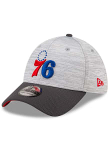 New Era Philadelphia 76ers Mens Grey 2T Distinct Visor 39THIRTY Flex Hat