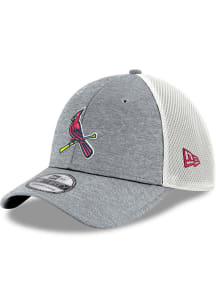 New Era St Louis Cardinals Mens Grey Bird on Bat Shadowtech Neo 39THIRTY Flex Hat