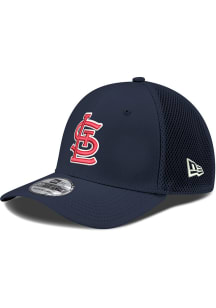 New Era St Louis Cardinals Mens Navy Blue STL Logo Navy Mesh Neo 39THIRTY Flex Hat