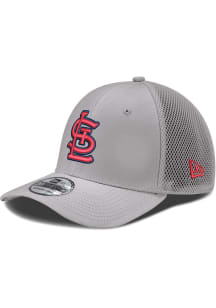 New Era St Louis Cardinals Mens Grey STL Logo Grey Mesh Neo 39THIRTY Flex Hat