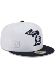 New Era Detroit Tigers Mens White State 59FIFTY Fitted Hat