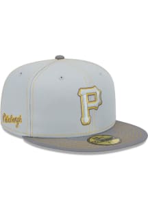 New Era Pittsburgh Pirates Mens Grey Gray Pop 59FIFTY Fitted Hat