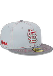 New Era St Louis Cardinals Mens Grey Gray Pop 59FIFTY Fitted Hat