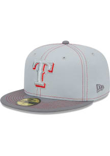 New Era Texas Rangers Mens Grey Gray Pop 59FIFTY Fitted Hat