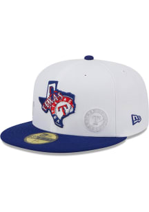 New Era Texas Rangers Mens White State 59FIFTY Fitted Hat