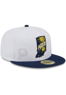 New Era Indiana Pacers Mens White State 59FIFTY Fitted Hat