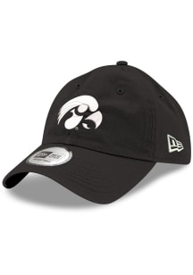 New Era Iowa Hawkeyes White Logo Casual Classic Adjustable Hat - Black