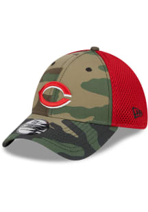 New Era Cincinnati Reds Mens Green Woodland Team Neo 39THIRTY Flex Hat
