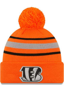 New Era Cincinnati Bengals Orange KNIT POM CINBEN ORANGE BGO B LOGO Mens Knit Hat