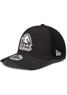 New Era Miami RedHawks Mens Black White logo Neo 39THIRTY Flex Hat