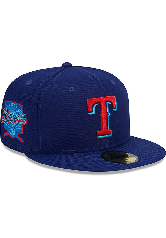 New Era Texas Rangers Patch Pride 59FIFTY Fitted Cap Mens Hat Blue