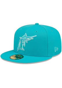 New Era Miami Marlins Mens Teal Monocamo 59FIFTY Fitted Hat