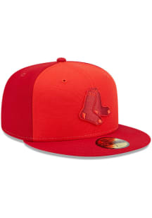New Era Boston Red Sox Mens Red Tri Tone Team 59FIFTY Fitted Hat