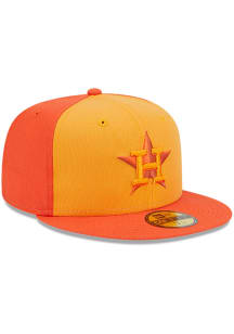 New Era Houston Astros Mens Orange Tri Tone Team 59FIFTY Fitted Hat