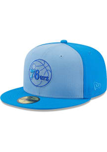 New Era Philadelphia 76ers Mens Blue Tri Tone Team 59FIFTY Fitted Hat