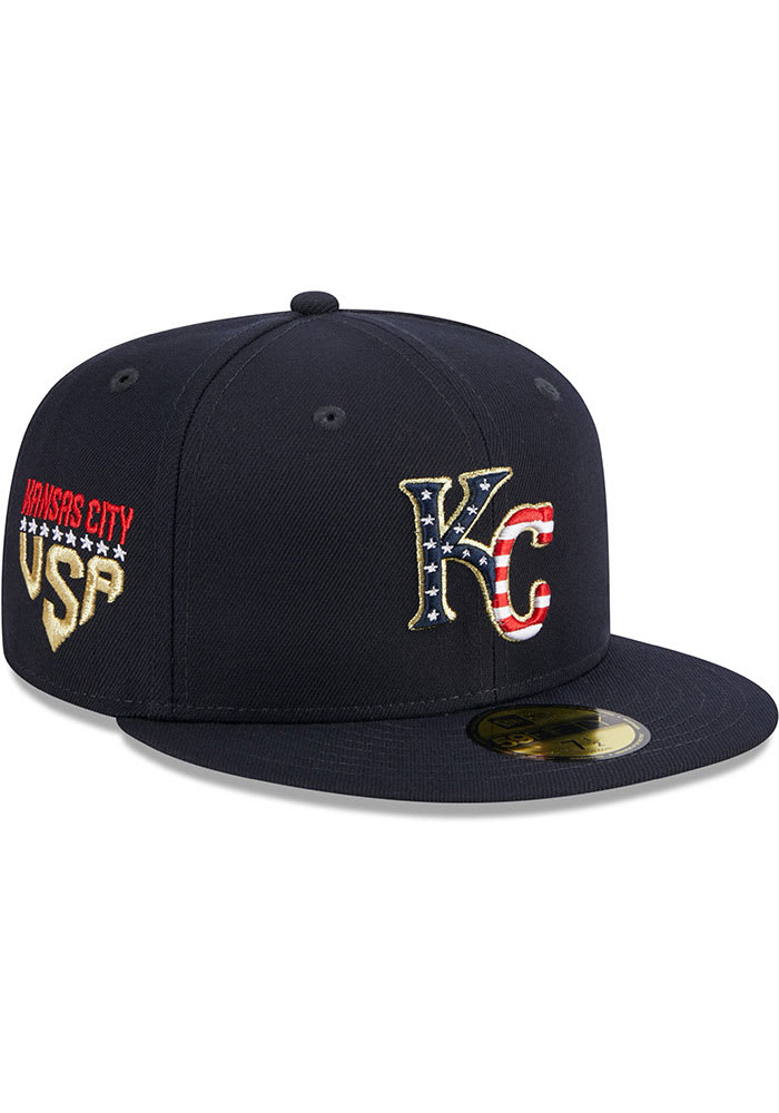 New Era Kansas City Royals Navy Blue 2023 4th of July 39THIRTY Flex Hat, Navy Blue, POLYESTER, Size M/L, Rally House