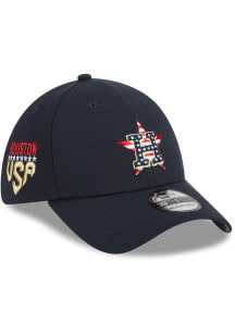 New Era Houston Astros Mens Navy Blue 2023 4th of July 39THIRTY Flex Hat