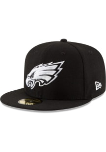 New Era Philadelphia Eagles Mens Black White Logo Basic 59FIFTY Fitted Hat