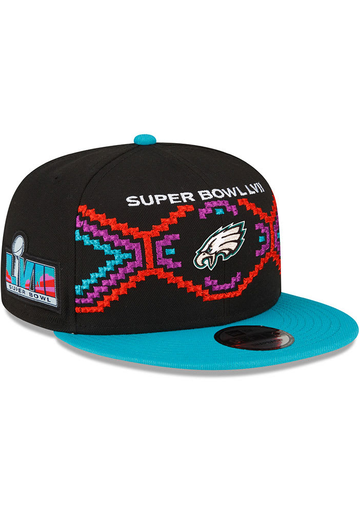 Men's New Era Black/Teal Philadelphia Eagles Super Bowl LVII Tarmac 9FIFTY  Snapback Adjustable Hat