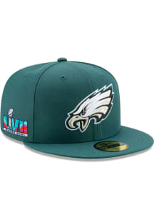 New Era Philadelphia Eagles Mens Green 2022 Super Bowl LVII Participant Side Patch Fitted Hat