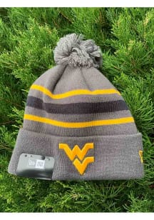 New Era West Virginia Mountaineers Grey Cuff Pom Mens Knit Hat