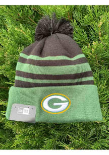 New Era Green Bay Packers Black Cuff Pom Mens Knit Hat