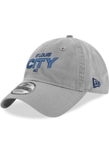 New Era St Louis City SC Navy Wordmark 9TWENTY Adjustable Hat - Grey