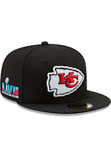New Era Kansas City Chiefs Mens Black 2022 Super Bowl LVII Participant Side Patch Fitted Hat