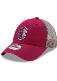 New Era St Louis City SC Primary Crest Stone Mesh Trucker 9FORTY Adjustable Hat - Red
