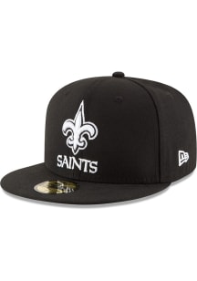New Era New Orleans Saints Mens Black White Logo 59FIFTY Fitted Hat