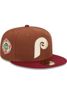 New Era Philadelphia Phillies Mens Brown Harvest Side Patch 59FIFTY Fitted Hat
