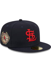 New Era St Louis Cardinals Mens Navy Blue Laurel Side Patch 59FIFTY Fitted Hat