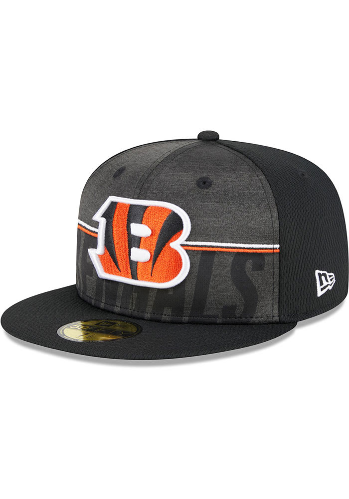 New Era Cincinnati Bengals Black 2023 Training Camp 59FIFTY Fitted Hat, Black, POLYESTER, Size 7, Rally House