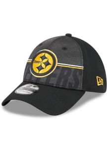 New Era Pittsburgh Steelers Mens Black 2023 Training Camp 39THIRTY Flex Hat