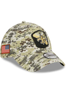 New Era New Orleans Saints Mens Tan Camo 2023 Salute to Service 39THIRTY Flex Hat