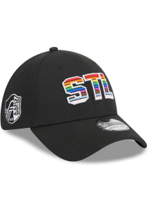 New Era St Louis City SC Mens Black 2023 Pride 39THIRTY Flex Hat