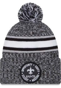 New Era New Orleans Saints Black 2023 Inspire Change Cuff Pom Mens Knit Hat