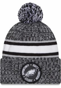 New Era Philadelphia Eagles Black 2023 Inspire Change Cuff Pom Mens Knit Hat