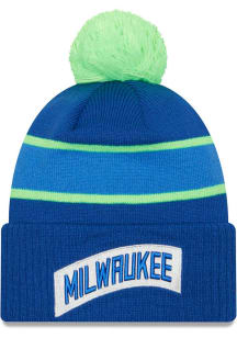 New Era Milwaukee Bucks Blue 2023 City Edition Cuff Mens Knit Hat