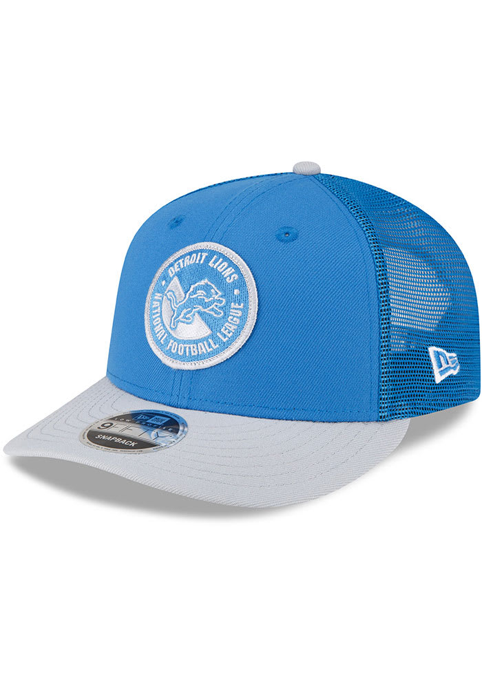 New Era Detroit Lions 2023 Sideline Trucker LP9FIFTY Adjustable Hat Blue