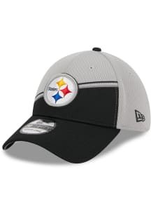 New Era Pittsburgh Steelers Mens Grey 2023 Sideline GRA 39THIRTY Flex Hat