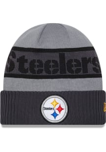 New Era Pittsburgh Steelers Grey 2023 Sideline Tech Mens Knit Hat