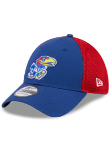 New Era Kansas Jayhawks Mens Blue Evergreen  Team Neo 39THIRTY Flex Hat